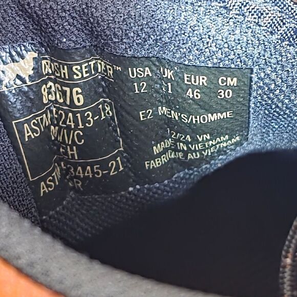 Irish Setter Wingshooter XD 6" Waterproof Leather Safety Toe Work Boots 12 EE - Picture 7 of 8